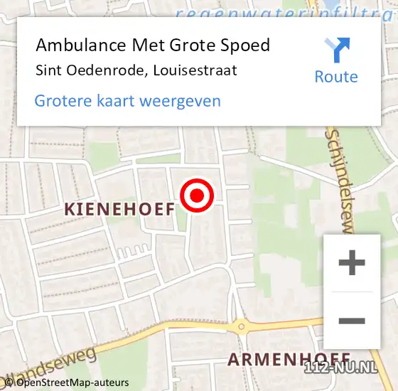 Locatie op kaart van de 112 melding: Ambulance Met Grote Spoed Naar Sint Oedenrode, Louisestraat op 20 november 2016 13:53