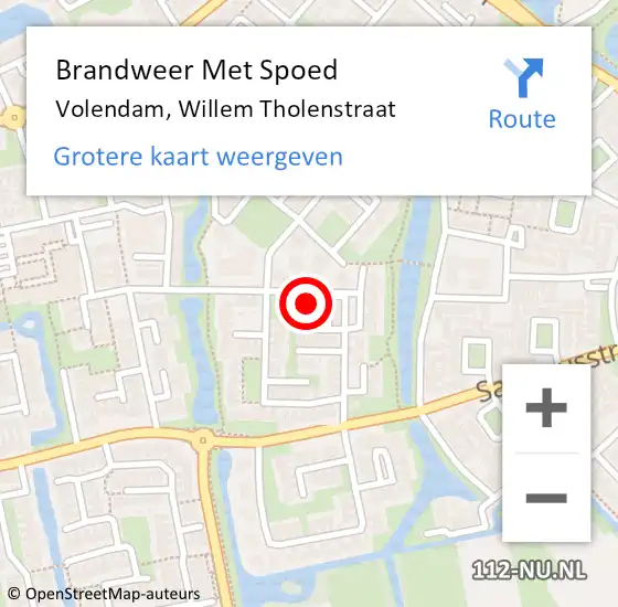 Locatie op kaart van de 112 melding: Brandweer Met Spoed Naar Volendam, Willem Tholenstraat op 20 november 2016 14:00