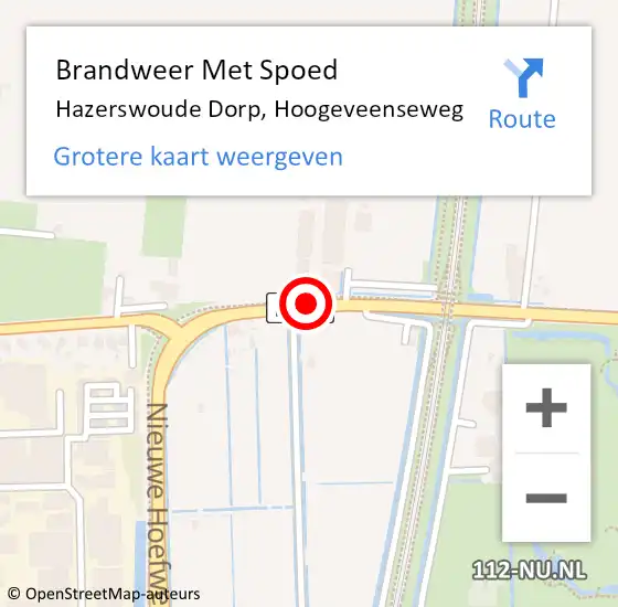 Locatie op kaart van de 112 melding: Brandweer Met Spoed Naar Hazerswoude Dorp, Hoogeveenseweg op 20 november 2016 14:02