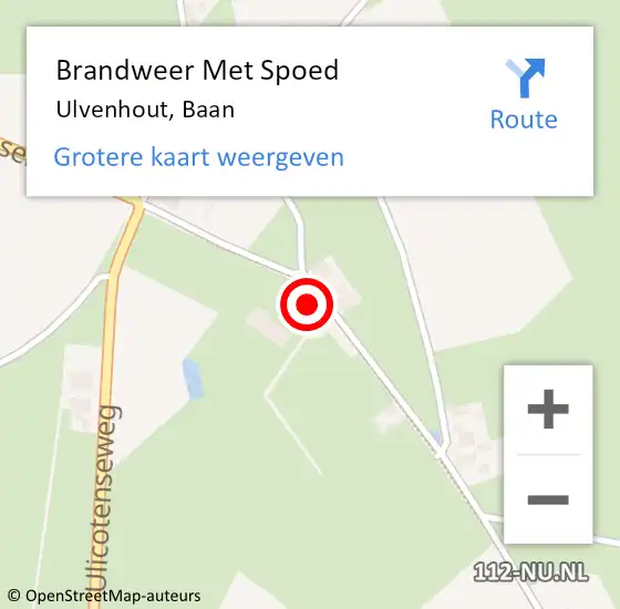 Locatie op kaart van de 112 melding: Brandweer Met Spoed Naar Ulvenhout, Baan op 20 november 2016 14:02