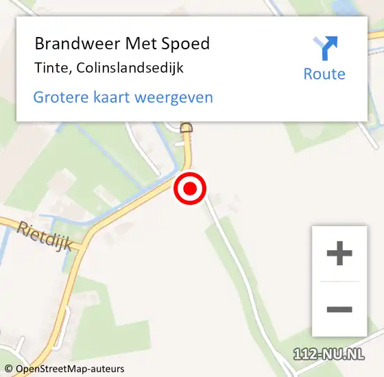 Locatie op kaart van de 112 melding: Brandweer Met Spoed Naar Tinte, Colinslandsedijk op 20 november 2016 14:03