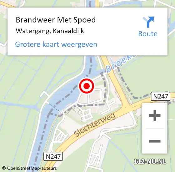 Locatie op kaart van de 112 melding: Brandweer Met Spoed Naar Watergang, Kanaaldijk op 20 november 2016 14:09