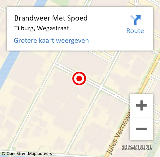 Locatie op kaart van de 112 melding: Brandweer Met Spoed Naar Tilburg, Wegastraat op 20 november 2016 14:10