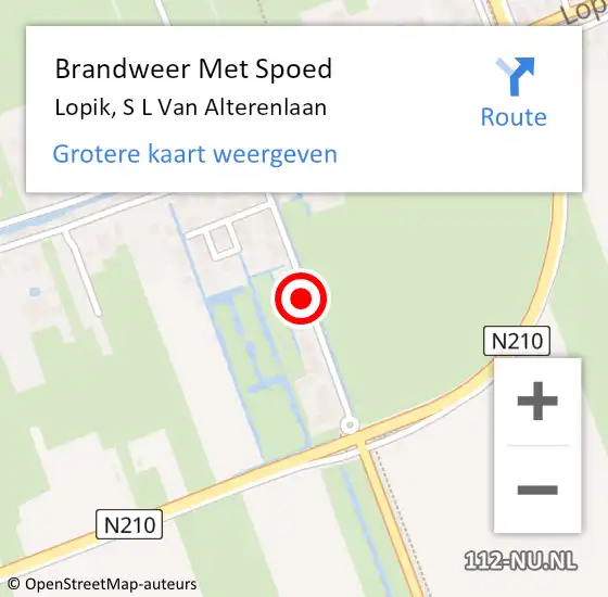 Locatie op kaart van de 112 melding: Brandweer Met Spoed Naar Lopik, S L Van Alterenlaan op 20 november 2016 14:22