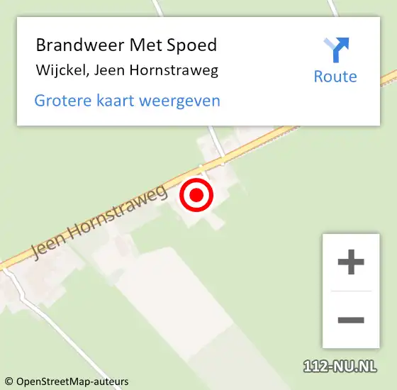 Locatie op kaart van de 112 melding: Brandweer Met Spoed Naar Wijckel, Jeen Hornstraweg op 20 november 2016 14:30