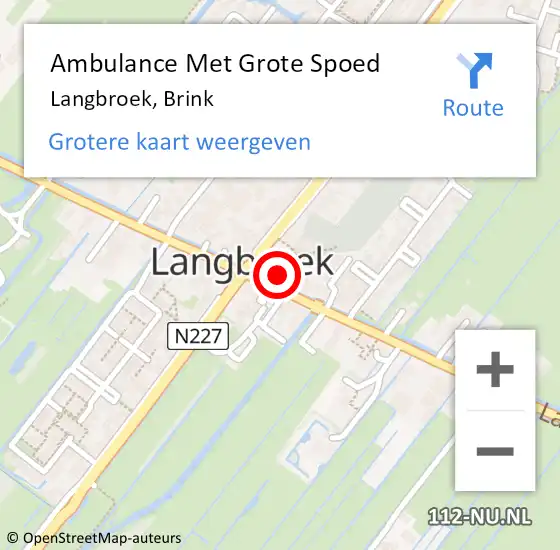 Locatie op kaart van de 112 melding: Ambulance Met Grote Spoed Naar Langbroek, Brink op 20 november 2016 14:37