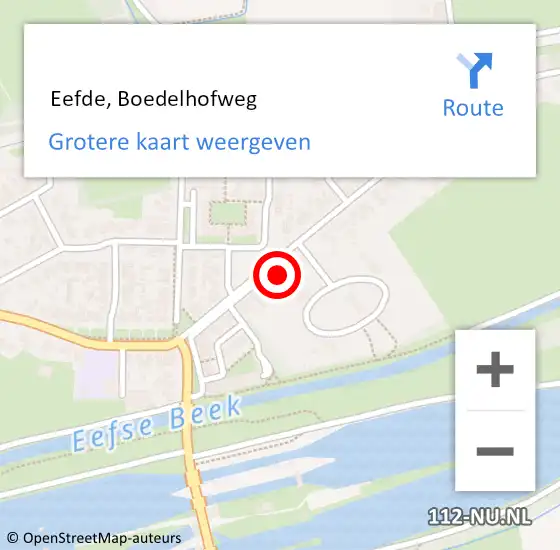 Locatie op kaart van de 112 melding:  Eefde, Boedelhofweg op 20 november 2016 14:40