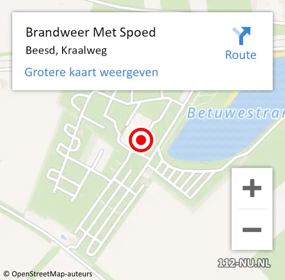 Locatie op kaart van de 112 melding: Brandweer Met Spoed Naar Beesd, Kraalweg op 20 november 2016 14:53