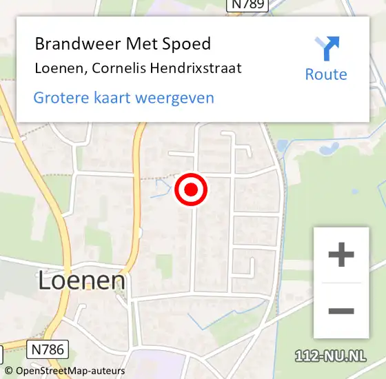 Locatie op kaart van de 112 melding: Brandweer Met Spoed Naar Loenen, Cornelis Hendrixstraat op 20 november 2016 14:55