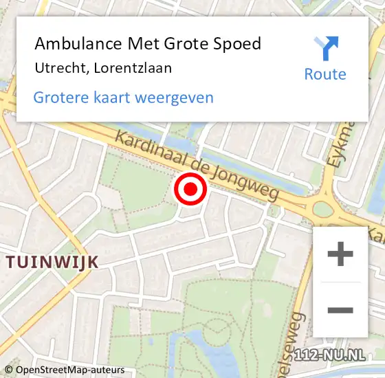 Locatie op kaart van de 112 melding: Ambulance Met Grote Spoed Naar Utrecht, Lorentzlaan op 2 januari 2014 02:17