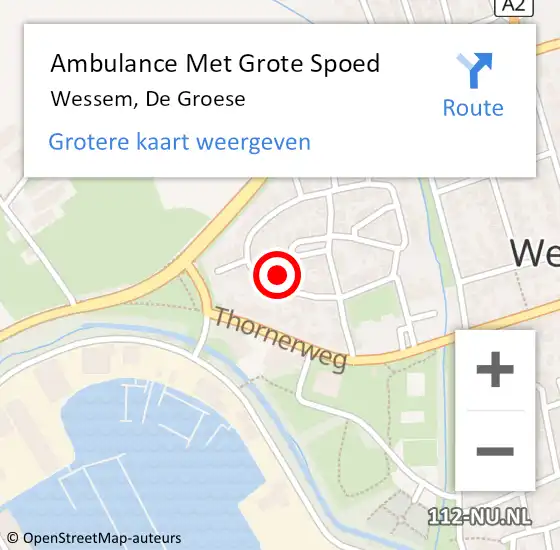 Locatie op kaart van de 112 melding: Ambulance Met Grote Spoed Naar Wessem, De Groese op 20 november 2016 14:58