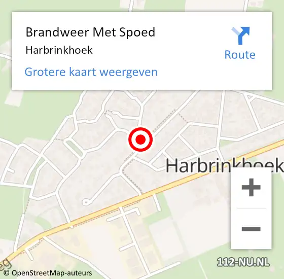 Locatie op kaart van de 112 melding: Brandweer Met Spoed Naar Harbrinkhoek op 20 november 2016 15:05