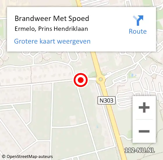 Locatie op kaart van de 112 melding: Brandweer Met Spoed Naar Ermelo, Prins Hendriklaan op 20 november 2016 15:07