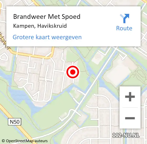Locatie op kaart van de 112 melding: Brandweer Met Spoed Naar Kampen, Havikskruid op 20 november 2016 15:09