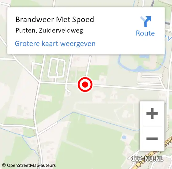 Locatie op kaart van de 112 melding: Brandweer Met Spoed Naar Putten, Zuiderveldweg op 20 november 2016 15:09