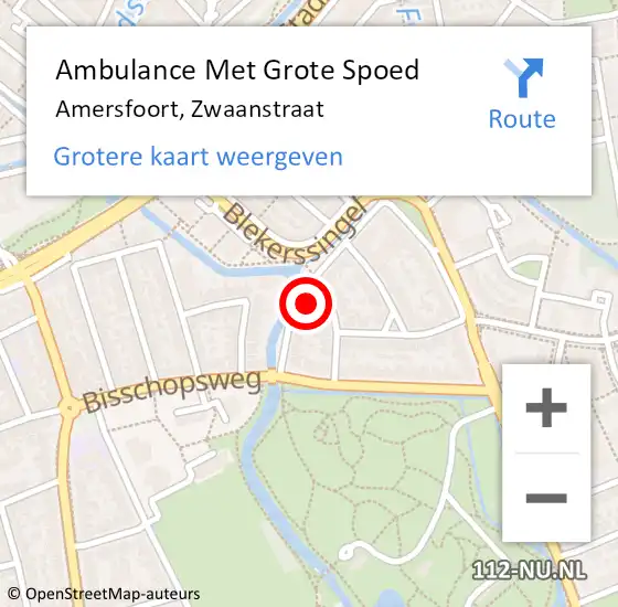 Locatie op kaart van de 112 melding: Ambulance Met Grote Spoed Naar Amersfoort, Zwaanstraat op 2 januari 2014 02:28
