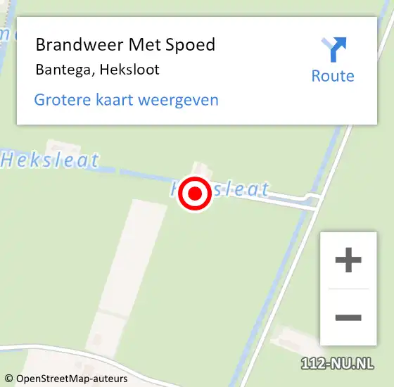 Locatie op kaart van de 112 melding: Brandweer Met Spoed Naar Bantega, Heksloot op 20 november 2016 15:18