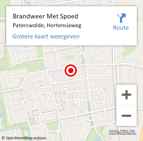 Locatie op kaart van de 112 melding: Brandweer Met Spoed Naar Paterswolde, Hortensiaweg op 20 november 2016 15:19