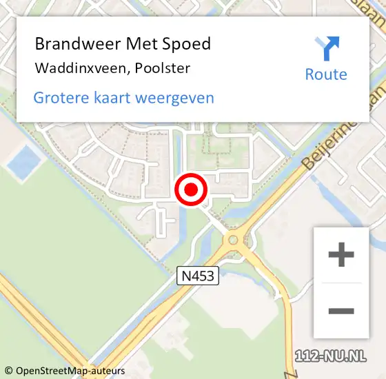 Locatie op kaart van de 112 melding: Brandweer Met Spoed Naar Waddinxveen, Poolster op 20 november 2016 15:19