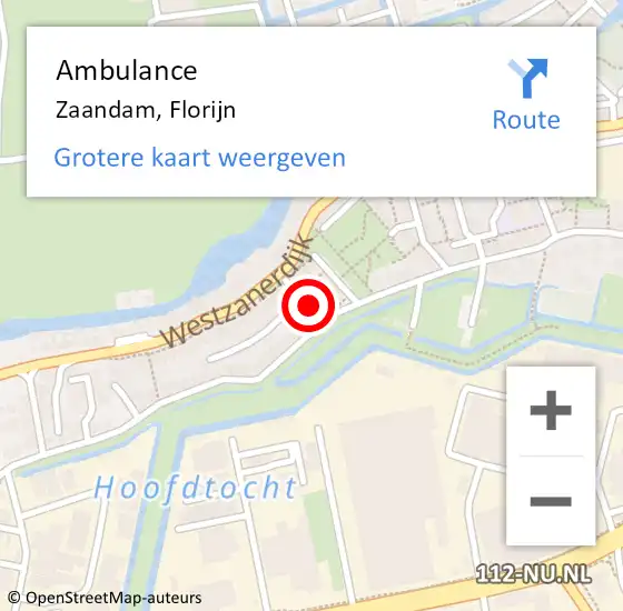 Locatie op kaart van de 112 melding: Ambulance Zaandam, Florijn op 20 november 2016 15:21