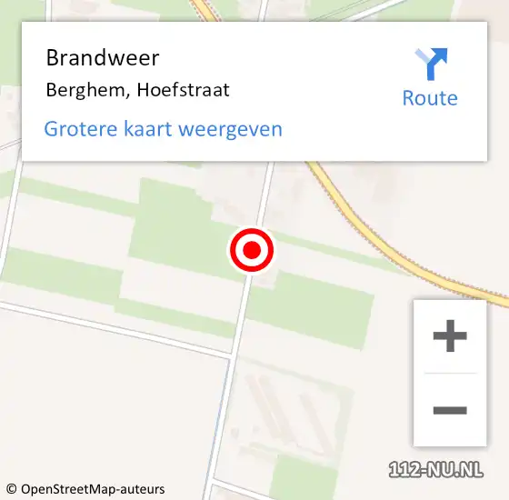 Locatie op kaart van de 112 melding: Brandweer Berghem, Hoefstraat op 20 november 2016 15:32