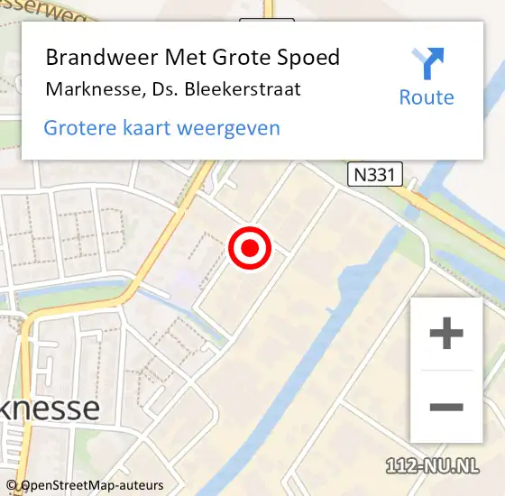 Locatie op kaart van de 112 melding: Brandweer Met Grote Spoed Naar Marknesse, Ds. Bleekerstraat op 18 september 2013 07:17