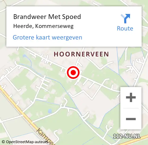 Locatie op kaart van de 112 melding: Brandweer Met Spoed Naar Heerde, Kommerseweg op 20 november 2016 15:34