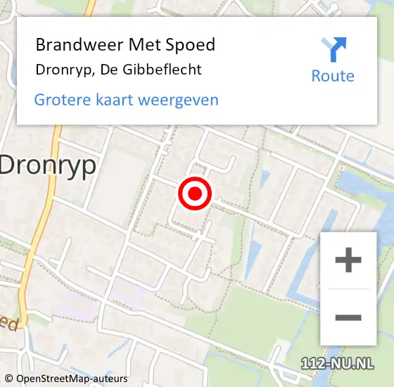 Locatie op kaart van de 112 melding: Brandweer Met Spoed Naar Dronryp, De Gibbeflecht op 20 november 2016 15:46