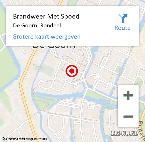 Locatie op kaart van de 112 melding: Brandweer Met Spoed Naar De Goorn, Rondeel op 20 november 2016 15:54