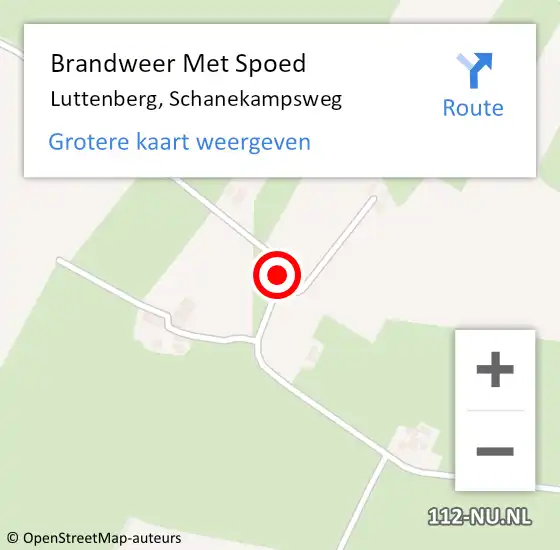 Locatie op kaart van de 112 melding: Brandweer Met Spoed Naar Luttenberg, Schanekampsweg op 20 november 2016 15:57