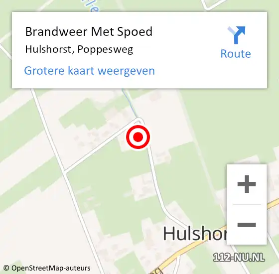 Locatie op kaart van de 112 melding: Brandweer Met Spoed Naar Hulshorst, Poppesweg op 20 november 2016 15:58