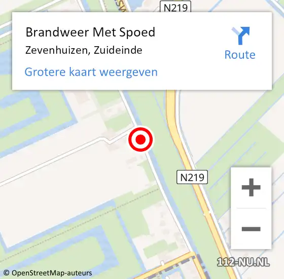 Locatie op kaart van de 112 melding: Brandweer Met Spoed Naar Zevenhuizen, Zuideinde op 20 november 2016 15:59