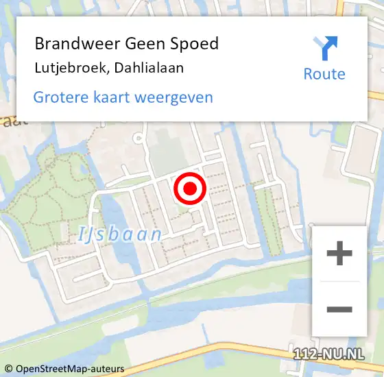 Locatie op kaart van de 112 melding: Brandweer Geen Spoed Naar Lutjebroek, Dahlialaan op 20 november 2016 16:01