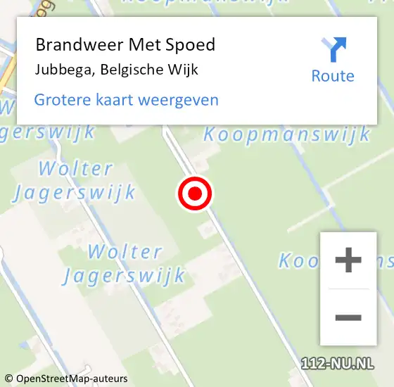 Locatie op kaart van de 112 melding: Brandweer Met Spoed Naar Jubbega, Belgische Wijk op 20 november 2016 16:04