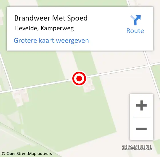 Locatie op kaart van de 112 melding: Brandweer Met Spoed Naar Lievelde, Kamperweg op 20 november 2016 16:21