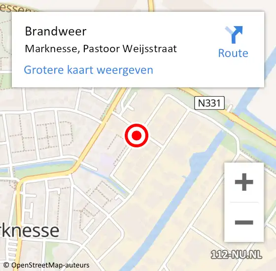 Locatie op kaart van de 112 melding: Brandweer Marknesse, Pastoor Weijsstraat op 20 november 2016 16:23