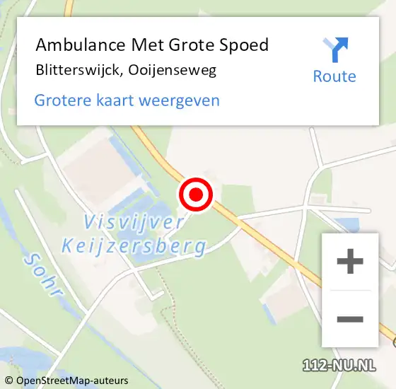 Locatie op kaart van de 112 melding: Ambulance Met Grote Spoed Naar Blitterswijck, Ooijenseweg op 20 november 2016 16:26