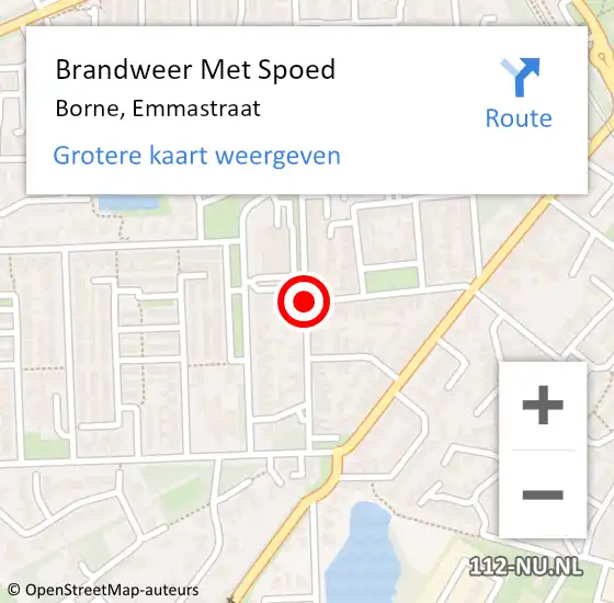 Locatie op kaart van de 112 melding: Brandweer Met Spoed Naar Borne, Emmastraat op 20 november 2016 16:30