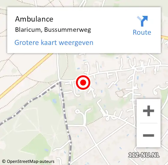 Locatie op kaart van de 112 melding: Ambulance Blaricum, Bussummerweg op 20 november 2016 16:35