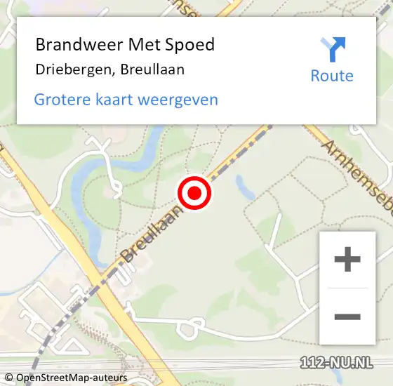 Locatie op kaart van de 112 melding: Brandweer Met Spoed Naar Driebergen, Breullaan op 20 november 2016 16:49