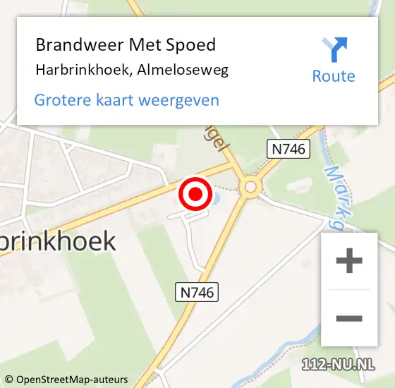 Locatie op kaart van de 112 melding: Brandweer Met Spoed Naar Harbrinkhoek, Almeloseweg op 20 november 2016 16:51