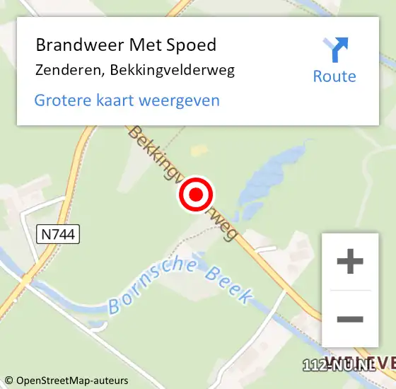 Locatie op kaart van de 112 melding: Brandweer Met Spoed Naar Zenderen, Bekkingvelderweg op 20 november 2016 16:52