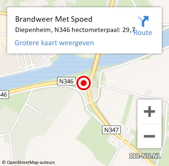 Locatie op kaart van de 112 melding: Brandweer Met Spoed Naar Diepenheim, N346 hectometerpaal: 29,7 op 20 november 2016 16:56