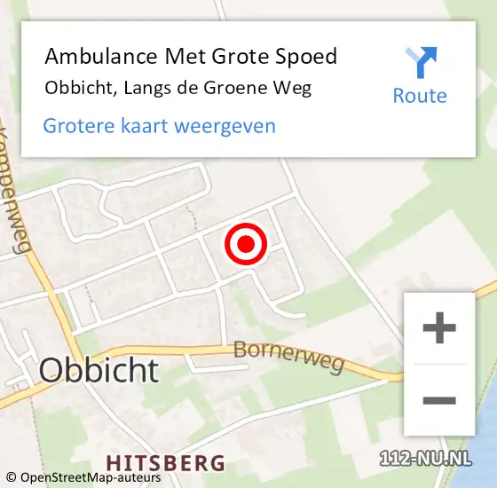Locatie op kaart van de 112 melding: Ambulance Met Grote Spoed Naar Obbicht, Langs de Groene Weg op 2 januari 2014 03:18