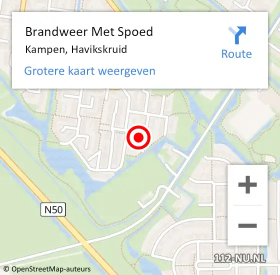 Locatie op kaart van de 112 melding: Brandweer Met Spoed Naar Kampen, Havikskruid op 20 november 2016 17:24