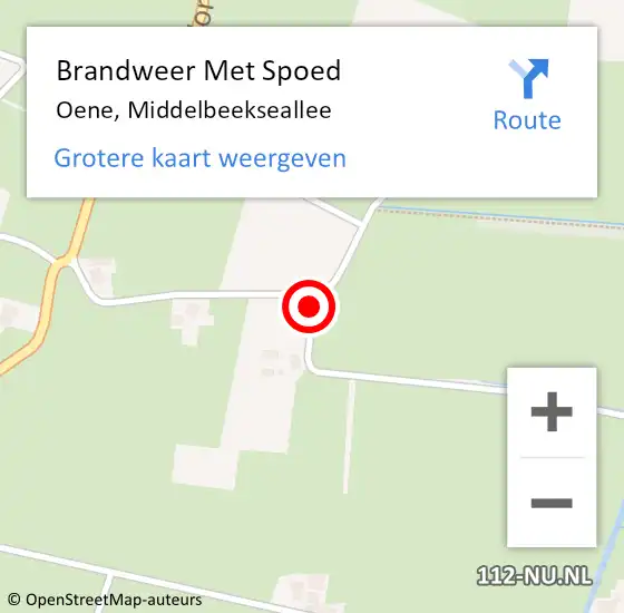 Locatie op kaart van de 112 melding: Brandweer Met Spoed Naar Oene, Middelbeekseallee op 20 november 2016 17:47