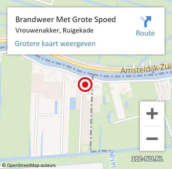 Locatie op kaart van de 112 melding: Brandweer Met Grote Spoed Naar Vrouwenakker, Ruigekade op 20 november 2016 18:26