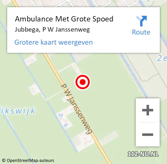 Locatie op kaart van de 112 melding: Ambulance Met Grote Spoed Naar Jubbega, P W Janssenweg op 20 november 2016 18:29