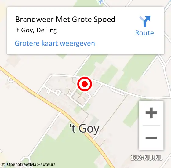 Locatie op kaart van de 112 melding: Brandweer Met Grote Spoed Naar 't Goy, De Eng op 20 november 2016 18:34