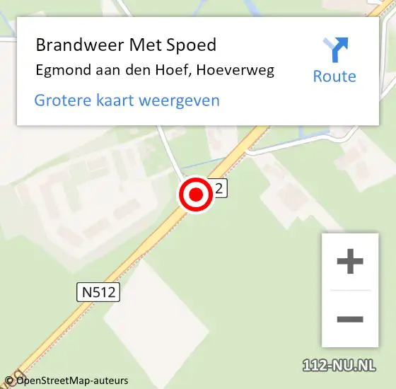 Locatie op kaart van de 112 melding: Brandweer Met Spoed Naar Egmond aan den Hoef, Hoeverweg op 20 november 2016 19:01